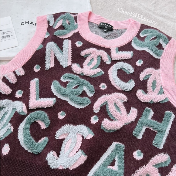 Auth Chanel 22N CC Logo Knit Top P73252 - Size 36 - Picture 3 of 14